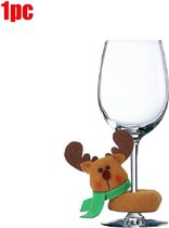 Kerst Decoratie - 2 Stuks - Wijn Glas - Wijnfles - Kerstman - Elanden - Sneeuwpop - Wijn - Fles - Decoratie - Xmas - Nieuwjaar - Eland
