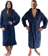 HOMELEVEL badjas dames en heren - Unisex ochtendjas voor hem & haar - Met ceintuur, zijzakken en capuchon - Beschikbaar in meerdere maten