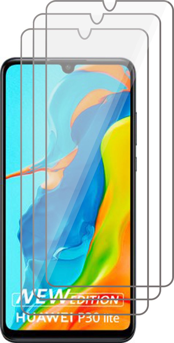 Screenprotector geschikt voor Huawei P30 Lite - Screen Protector Glas - 3 stuks