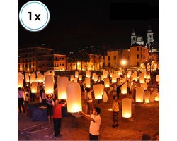 Volanterna® – 1 Luxe Witte Thaise Wensballon – Milieubewust en Veilig – Vliegende Papieren Lantaarn – UFO Ballon – Zweeflantaarn – Wens Ballon