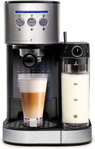 Bol.com BluMill Koffiemachine - Pistonmachine - Incl. automatische melkschuimer - Zilver aanbieding