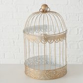 Decoratieve metalen vogelkooi maat S mat wit gouden accenten