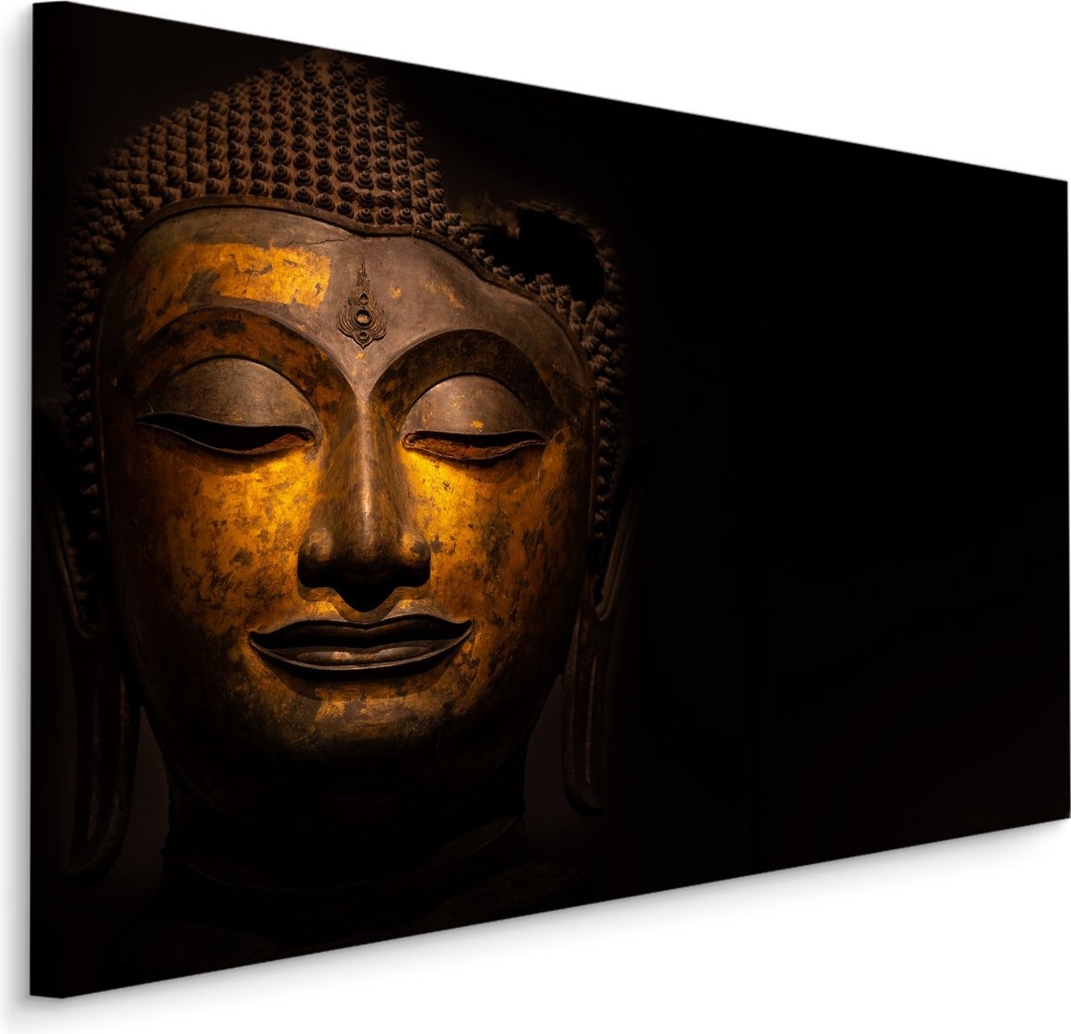 karo-art Schilderij - Het gezicht van Boeddha, Premium print Multikleur