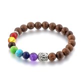 Sparkolia Kralenarmband Hout Chakra Boeddha | 19 cm | bruin