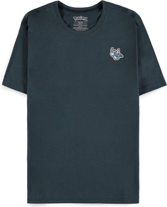 Pokémon Heren Tshirt Pixel Dratini Blauw