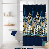 Livetti Douchegordijn en ring voor douchestang 180x200cm Blauw Aramis
