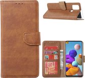 LuxeBass Hoesje geschikt voor Huawei P40 Lite - Bookcase Bruin - portemonnee hoesje - telefoonhoes - gsm hoes - telefoonhoesjes