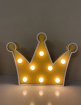 LED Houten kroon lamp - 8 LED - warm witte verlichting - Hoogte 17x21x2.5cm - Decoratieve verlichting - Woonaccessoires