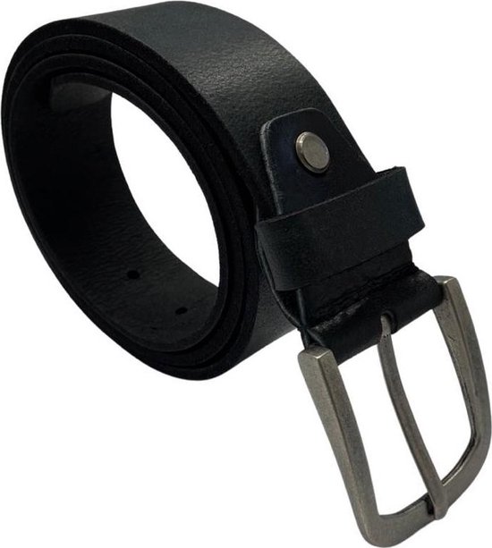 Pluto Lederwaren - Hoogwaardige Buffelleer Riem - Volledig Leer - Zwart - Premium Lederen Broekriem - Luxe Riemen Heren - Maat 120