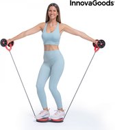 Buikroller met roterende schijven, elastische banden en oefengids Twabanarm InnovaGoods - Ab Trainer - Balans Bord - Hometrainer - Workout - Rood/Zwart