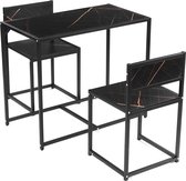 Snailhome Eettafel - keukentafel set - 90 x 47 x 75.5cm - met 2 Stoel 40 x 42 x 72.5cm - MDF en metaal - voor keuken, woonkamer, eetkamer, industrieel ontwerp