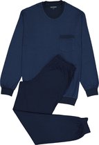 SCHIESSER heren pyjama - O-hals - donkerblauw dessin -  Maat: 3XL