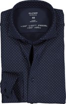 OLYMP - Luxor Jersey Stretch Overhemd 24/Seven Stippen Donkerblauw - 43 - Heren - Modern-fit
