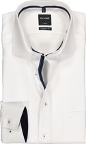 OLYMP Luxor modern fit overhemd - mouwlengte 7 - wit structuur 2-ply - Strijkvrij - Boordmaat: 44
