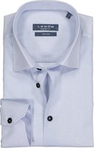 Ledub Modern Fit overhemd - middenblauw dessin - Strijkvrij - Boordmaat: 39