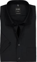 OLYMP Luxor modern fit overhemd - korte mouw - zwart - Strijkvrij - Boordmaat: 48