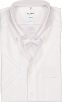 OLYMP Tendenz modern fit overhemd - korte mouw - wit (button-down) - Strijkvriendelijk - Boordmaat: 41