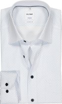 OLYMP Tendenz modern fit overhemd - lichtblauw met wit rondjes dessin - Strijkvriendelijk - Boordmaat: 42
