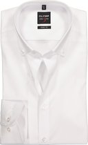 OLYMP Level 5 body fit overhemd - wit met button-down kraag - Strijkvriendelijk - Boordmaat: 42