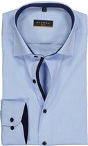 ETERNA slim fit stretch overhemd - chambray stretch heren overhemd - lichtblauw (donkerblauw contrast) - Strijkvrij - Boordmaat: 43