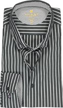 Redmond modern fit overhemd - poplin - antraciet met wit gestreept (contrast) - Strijkvriendelijk - Boordmaat: 39/40