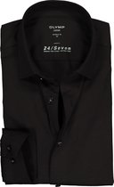 OLYMP Luxor 24/Seven modern fit overhemd - zwart tricot - Strijkvriendelijk - Boordmaat: 38