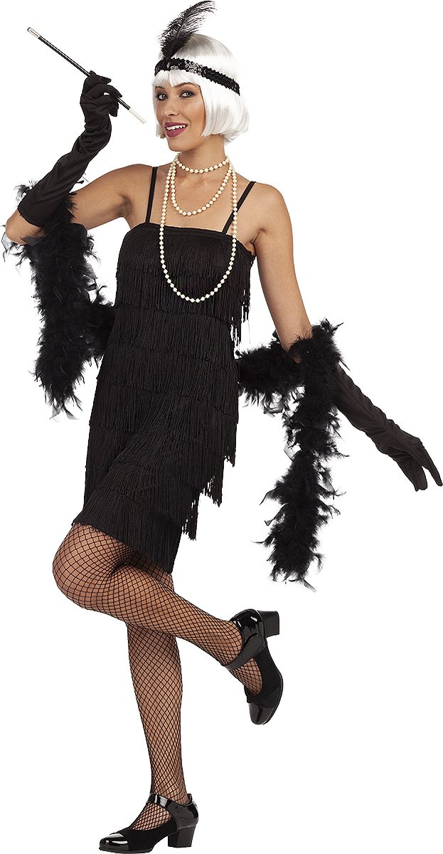 Afbeelding van product FUNIDELIA Zwart jaren 20 Charleston kostuum voor vrouwen - Maat: XL