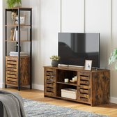 VASAGLE TV-meubel, TV-plank, TV-tafel, TV-tafel, met lattenbodemdeuren, open vakken, 2 gaten voor kabels, verstelbare planken, voor TV's tot 43 inch, vintage bruin LTV102X01