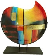 Vaas glas maanvorm gekleurd “Fire” in standaard handgemaakt sampaguita