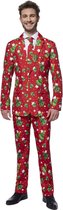 Suitmeister Christmas Trees Stars Red - Heren Pak - Kerst Outfit - Rood - Maat XXL