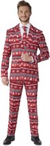 Suitmeister Nordic Pixel Red - Heren Pak - Kerst Outfit - Rood - Maat XL