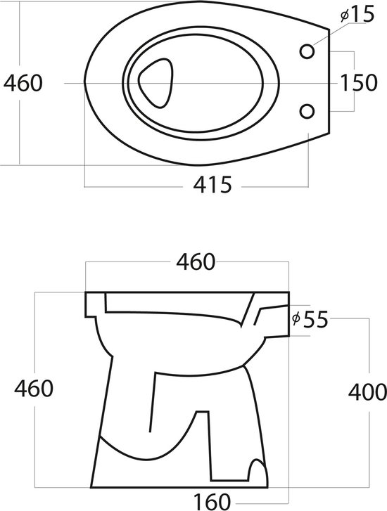 Staande Toiletpot Vlakspoel 46,5x36x45,5cm Keramiek Wit | bol.com
