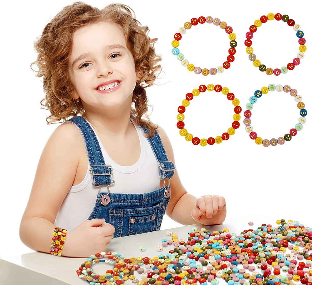 Behave Letterkralen Set - Multi Kleur met Gouden Letters - Acryl - Kralen - Alfabet Kralen - Bedels - 7mm - 624 Stuks — afbeelding 10