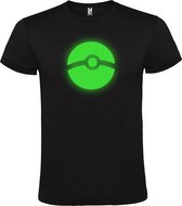 Zwart T-shirt Pokémon ' Pokéball ' Glow in the Dark Groen maat M