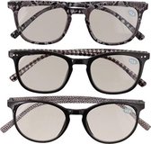Leesbrillen set GREET - Zwart / Wit - Kunststof / Glas - Sterkte +1.0 - One Size - Set van 3