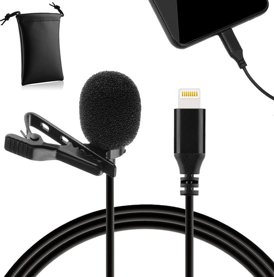 MOJOGEAR Speldmicrofoon met Lightning-aansluiting voor iPhone 11/12/13/14 met lightning - MOJOGEAR