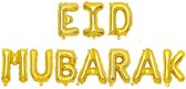 Ramadan decoratie: Folieballon letters Eid Mubarak (goud)