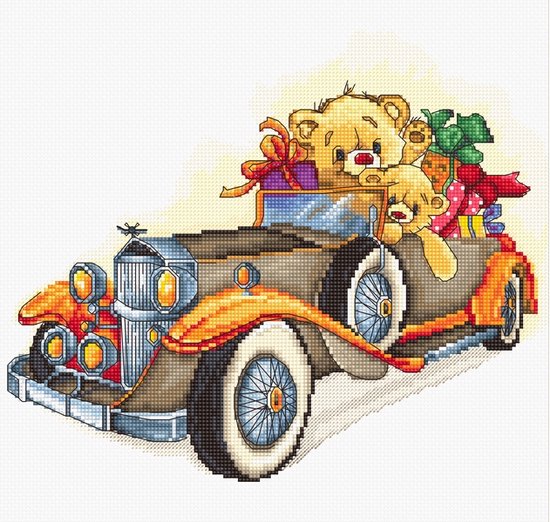 Kit de point de croix ours dans la voiture de mariage | bol.com