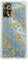 Smartphone hoesje OPPO A54s | A16 | A16s Hoesje Bumper met transparante rand Gouden Bloemen