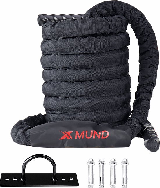 HOMCOM Trainingstouw Fitnesstouw Schommeltouw Met Warm Krimpende Handgrepen Waterdicht Weerbestendig En~12qnecocb0801