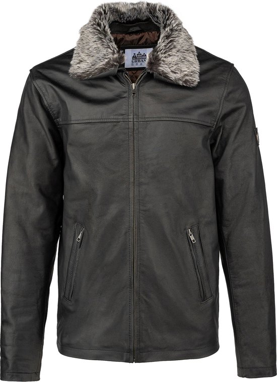 Urban 5884® - James - Veste pour homme - Qualité robuste - Col amovible - Cuir de vache - Marron - Taille 3XL