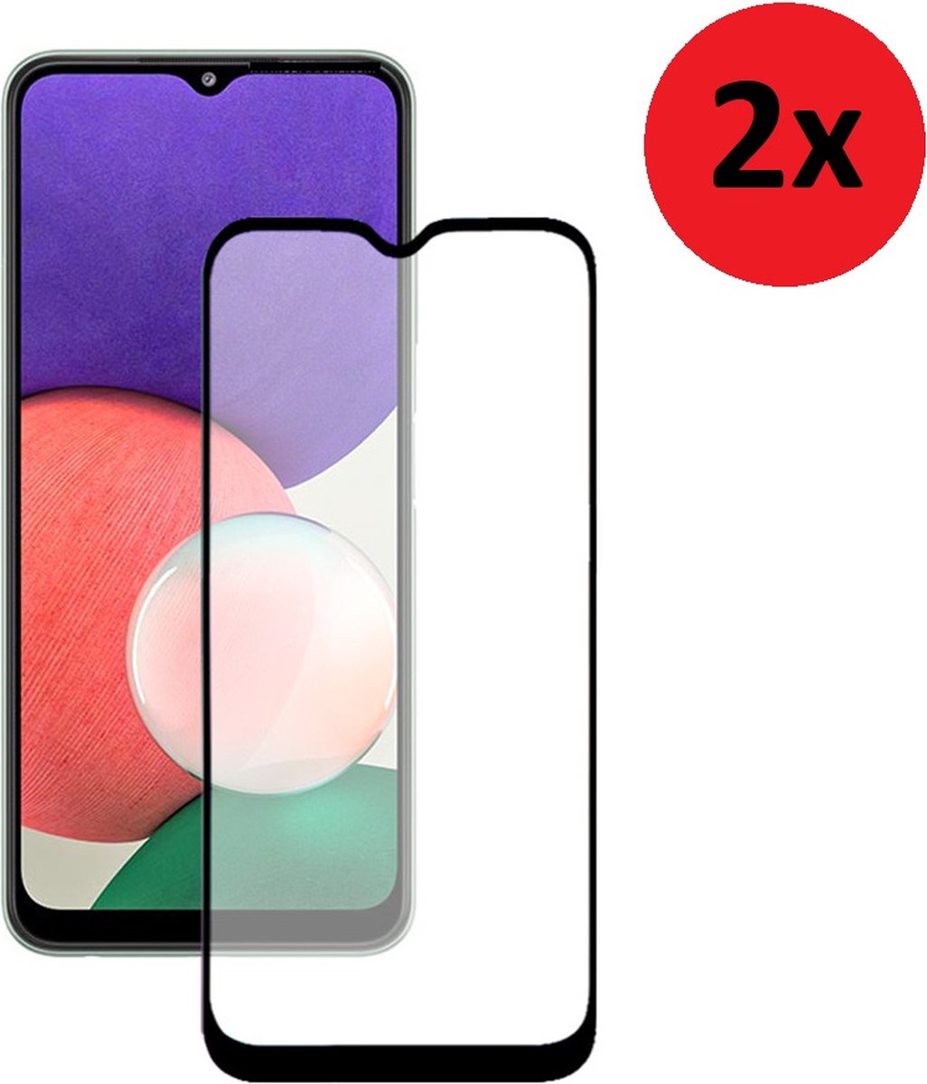 Geschikt voor Samsung Galaxy A22 5G Full Screenprotector - A22 5G Full Tempered Glass 2x