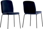 Set van 2 Eetkamerstoelen Sanou - Donker Blauw - Blauwe Design Eettafelstoel - Unieke Eettafel Stoelen Blauw Sanou - Perfecthomeshop