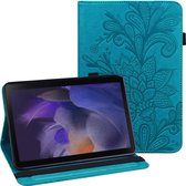 Bloemen Book Case - Samsung Galaxy Tab A8 10.5 (2021) Hoesje - Blauw
