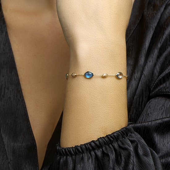 Bracelet London Blue Et Topaze Blauw 7 Mm 17 - 19 Cm