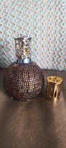 Fragrance lamp - Catalytic Lamp Geur Diffuser - glass with rhinestones, deep bronze, ø 8 cm / H 12