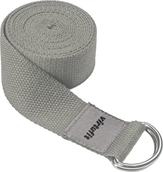 Foto: Virtufit premium yoga riem yoga strap katoen 250 cm natural grey yogastrap