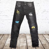 Zwarte jeans met scheuren en aplicaties 96871 -s&C-98/104-spijkerbroek jongens