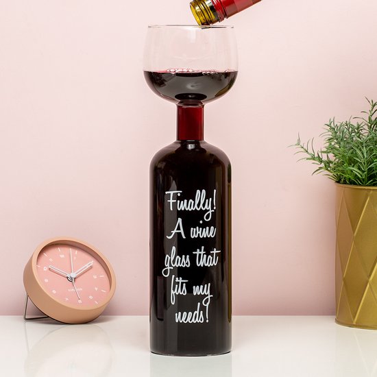 Wine Bottle Glass - Groot wijnglas - Wijnfles glas - 750 ml.