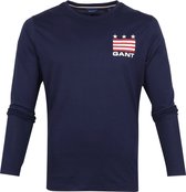 Gant - Longsleeve T-Shirt Retro Logo Donkerblauw - XL - Regular-fit